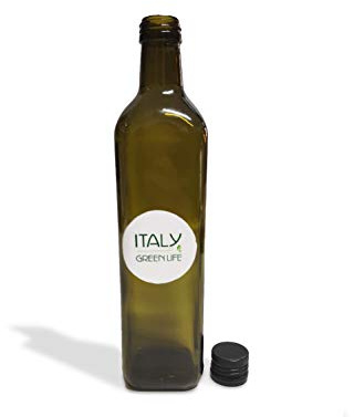 Italy Green Life 6 Bottiglie per Olio Vuote in Vetro Scuro Marasca UVAG ad Alta Conservazione da 500ml con Tappo Ermetico e Salvagoccia per Olio, Liquore, 6 Bottiglie da 500ml Made in Italy