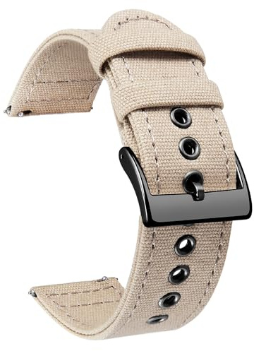 BINLUN Canvas Uhrenarmband Schnellverschluss Stoff Uhrenarmbänder 18mm 20mm 22mm 24mm Textil Ersatzarmbänder für Herren und Damen mit Silber/Schwarze Schnalle
