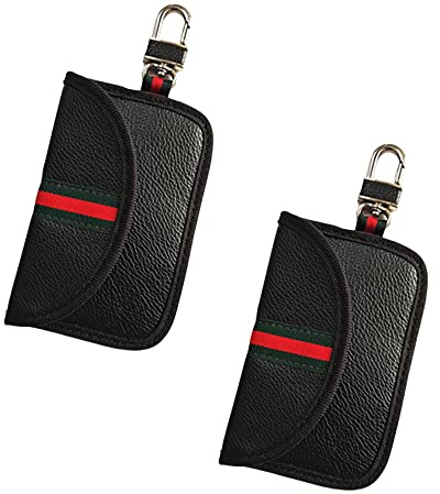 TOTMOX Set von 2 Faraday Autoschlüssel Protektoren mit Zinklegierung Haken, RFID Auto-Signalblocker, mit Strahlungsschutz Tasche und Signalblocker, schwarz