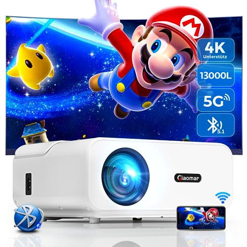 Vidéoprojecteur, 13000 Lumens 5G WiFi Bluetooth Projecteur 4K Supporté, Full HD 1080P Natif, Mini Projecteur Compatible avec Smartphone HDMI Firestick