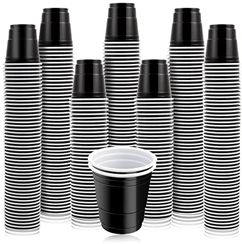 Cynquma 200Pcs 2 Oz Black Plastic Shot Glasses