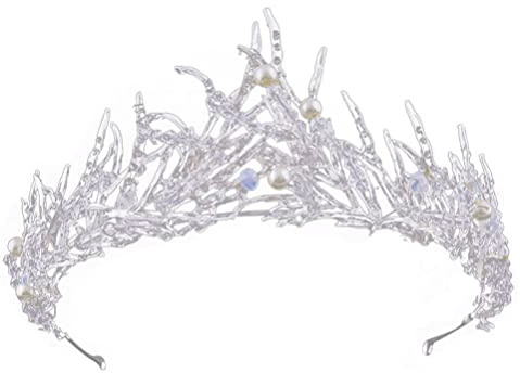 FRCOLOR Barocke Hochzeitskopfbedeckung Vintage Krone Strass-kopfbedeckungskrone Brauthaarband Haarschmuck Weiß Hochwertige Legierung Lichtechtes Material Tragbar Für Verlobungen