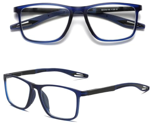 Hubeye Gafas de lectura deportiva para mujeres y hombres ultraligeras anteojos de lectura gafas anti luz azul (Azul, 1.25)