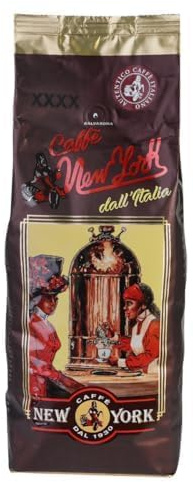 Caffè New York - XXXX - Caffè in grani, gusto intenso ma soave, arabica e robusta media tostatura, da macinare, caffe espresso italiano, miscela da bar - alta qualità dal 1930-1 kg, chicchi
