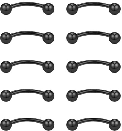 Gojewen 10stk Curved Barbell Augenbrauenpiercing Lippenpiercing 6mm 8mm 10mm Edelstahl Piercing Nase Lippe Augenbrauen Helix Rook