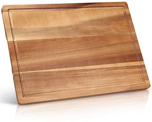 24x18 XXL Extra Large Acacia Wood Cutting Boards for Kitchen Meat Big Wooden Cheese Charcuterie Board Hardwood Solid Chopping Board Bread Thick Olive Butcher Block Giant Turkey Serving Carving Board