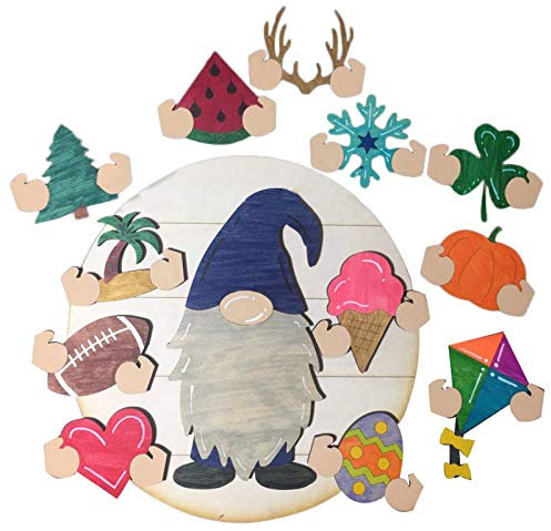 Gnome-Türhänger, austauschbares Gnome-Willkommensschild für alle Jahreszeiten Windspirale Metall (Multicolor, One Size)