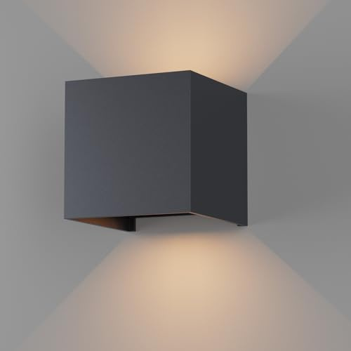 K-Bright 7W Außenlampe Auf und ab Einstellbarer Lichtstrahl, Anthrazit | Wasserdicht IP65, 3000K Wandleuchten Innen/Außen, Aluminium Außenwandleuchte für Garten, Eingang, Wohnzimmer