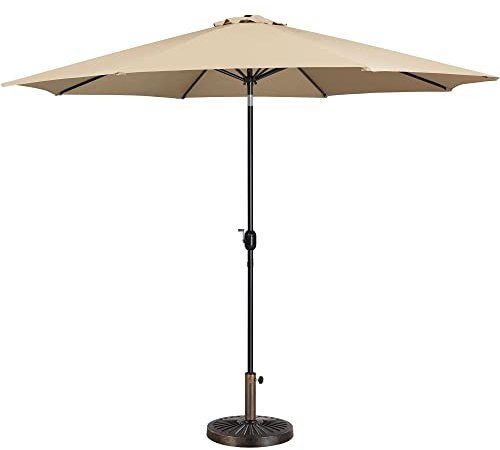 Yaheetech Parasol de Jardin 300cm/327cm avec Pied 14 KG Inclinable Extérieur, Cadre en Métal, Protection Solaire pour Terrasse, Patio, Piscine, Plage, Balcon