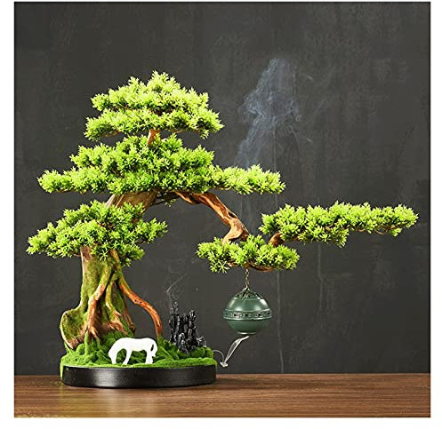 Künstliche Pflanze, 45,7 cm, künstlicher Bonsai-Baum, künstliche Kiefern-Ornamente mit Räuchergefäß, perfekte Heimdekoration, Geschenke, künstliche Zimmerpflanzen