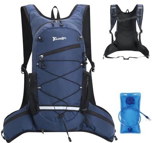TRIWONDER Trinkrucksack 18L Ultraleicht, Fahrradrucksack, Laufrucksack für Damen, Herren, Laufen, Joggen, Fahrradfahren (Blau - mit 2L Trinkblase, 18L)