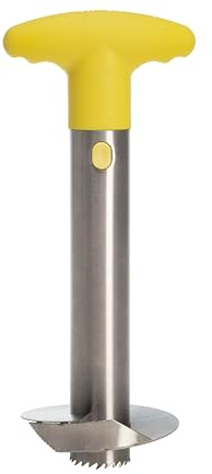 Tasty Pineapple Slicer, Stainless Steel with Non-Slip Handle, Cores & Slices Pineapples into Even Rings in Seconds, Easy to Use, Yellow