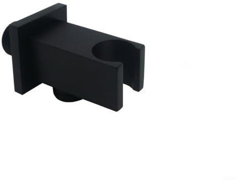 Sandyseptember Soporte de ducha de mano para montaje en pared, conector de codo de salida de ducha cuadrado, soporte de auricular de ducha, conector de manguera de ducha de latón, negro