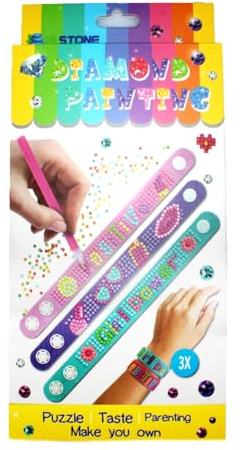 Pracht Creatives Hobby 6048-20041 Diamond Painting Armbänder, 3 Stück, Bastelset zum Gestalten eines persönlichen Armbandes mit Glitzersteinchen, für Kinder ab 5 Jahren