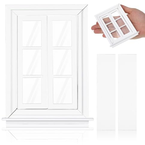 BESPORTBLE Mini Doll House Window Frame White 5.28X4.02X0.71In Miniature Furniture Decor for Doll House Accessories and Miniature Windows Model