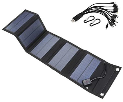 YARNOW Cargador Solar Portátil Carga de Energía Solar Panel Plegable de 15w y 6v Material Abs y Cobre para Camping y Emergencias