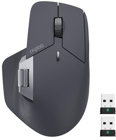 RAPOO MT760 PRO Wireless Mouse, NearLink + Bluetooth 5.0 Multi-Device, 12K DPI, 2K Polling, Ergo for Work & Gaming, 11 Programmable Buttons, On-Board Memory, Quiet Clicks, USB-C, 120 Days Battery Life