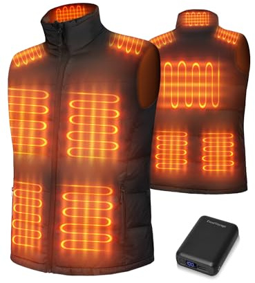FrostVoyage Gilet Electrique Chauffant Homme Femme avec Batterie 18400mAh, Veste Doudoune Chauffante Homme avec 10 Zones Chauffantes, Gilet Chauffé pour Moto Ski Chasse