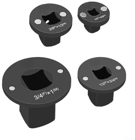 4 Piece Drive Reduction Adapters Low Profile Socket Adapter Set for Impact Driver Steel Reduction Adapters 1/4 to 1 Inch Magnetic Holder Professional Tools