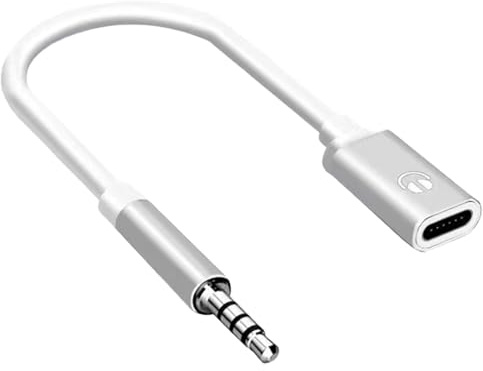 Lot de 3 adaptateurs convertisseur de type C pour casque, USB C femelle vers mâle 3,5 mm, câble adaptateur jack stéréo 3,5 mm, compatible avec les écouteurs, prise jack (blanc)