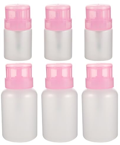 SAFIGLE 6pièces Flacon Distributeur à Pression et Flacons Vides pour Dissolvant à Ongles et Produits de Maquillage Bouchon Poussoir Plastique
