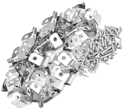 MALUGOGO 100Pcs Aluminum Wire Fence Clips with Screws Cage Fixing Fasteners for Pet and Livestock Fencing Corrosion-resistant Metal Buckle Clips for Cattle Sheep Rabbit Chicken Enclosures