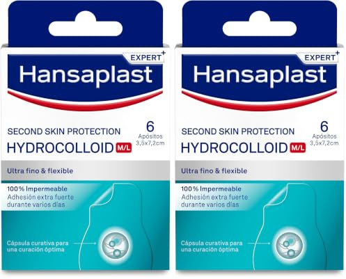 Hansaplast Second Skin Protection Apósito Avanzado, Apósito impermeable, ultrafino y flexible, Fuerte adhesión, Para aliviar el dolor y curar heridas, 6 uds. (Paquete de 2)