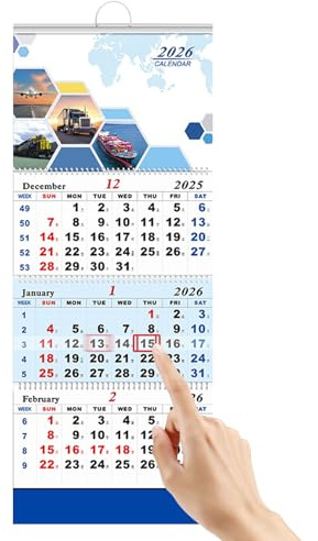 Calendario para 2026-3 meses, calendario con visualización vertical, para amigos, familia, sala de estar, estudio, apartamento