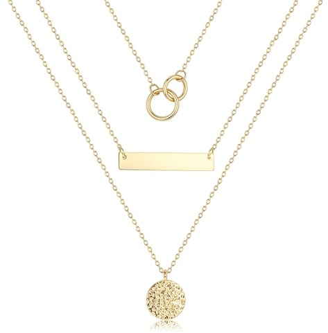 BodyBonita 2/3Pcs Layered Necklaces for Women, Dainty 16K Plated Gold Necklace Chain, Silver Boho Pendant Necklace Stack Set Adjustable Jewellery