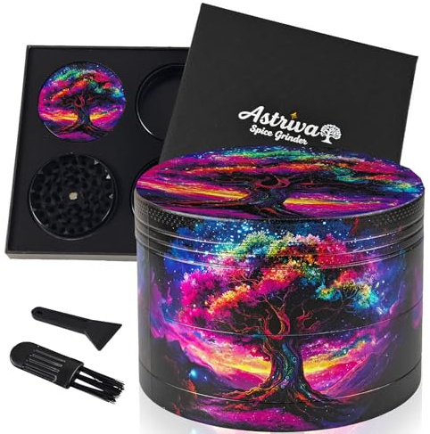 Grinder Herb Large 63mm, 4 Piece Metal Grinder with 40 Sharp Shark Teeth, Cool Fantasy Funny Purple Grinders for Kitchen Spice & Herbal Tea, Gift Set for Man & Women, Boyfriend & Girlfriend, Papa