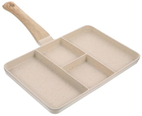 Veemoon Sartén Multifunción de Aleación de Aluminio Antiadherente para Huevos y Bistec, Sartén para Desayuno Diseño de Ranuras, Color Blanco, Adecuado para Uso Diario en Cocina Hogareña