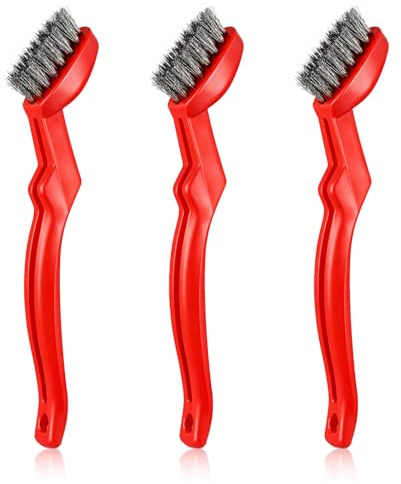 Sibba Edelstahl Drahtbürste, 3 Stück Stahlbürste für die Reinigung, kleine Metallbürsten mit Softgriff für Grillroste, Rostentfernung, unbeschichtete Pfannen und Metallreinigung