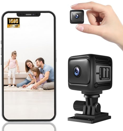 NGUUIQC Mini Kamera, 1080P Überwachungskamera Innen mit Infrarot Nachtsicht, Bewegungsmelder, Kamera Überwachung Innen mit Akku und App Benachrichtigungen, für Baby, Haustier