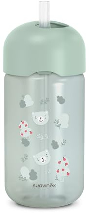 Suavinex Bicchiere Evolutivo con Cannuccia, +18 Mesi, 340 ml, Verde