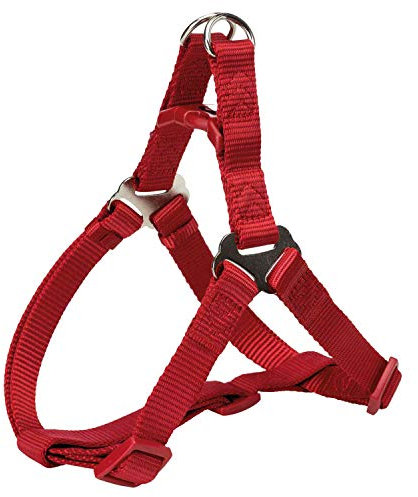 TRIXIE Premium One Touch Geschirr Größe XS–S: Brustumfang 30–40 cm/10 mm in rot - leicht anzulegendes verstellbares Hundegeschirr mit zugentlastender Schnalle für kleine Hunde, 204303