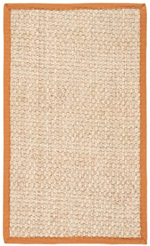 Safavieh Alfombra De Fibra Natural Sala de Estar, Comedor, Dormitorio - Natural Fiber Collection, Pelo Corto, Natural y Marrón, 91 X 152 cm