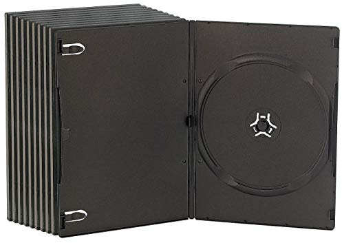 PEARL DVD Cover: DVD Slim (7mm) Einzel Box 10er-Set Schwarz (Hülle Slim, Huellen Hochformat, Blu)