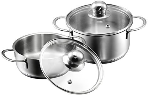 Kopf Mini Topfset Parvus (Edelstahl, 2-teilig, 14 + 14 cm, inkl. Glasdeckel, Induktion)