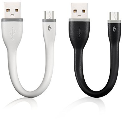 BigBlue Micro USB Kabel Silikon (2-Pack, 15cm) Android Smartphone Ladekabel, Soft Sync Schnellladekabel für Samsung, HTC, Nokia, Nexus, Sony und weitere（schwarz+weiß, MEHRWEG
