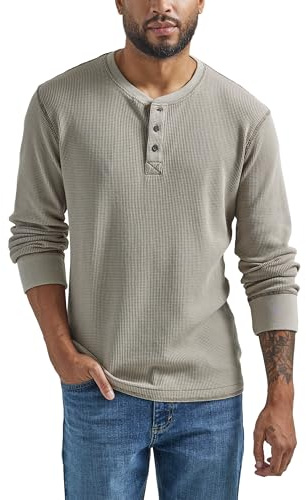 Wrangler Authentics Long Sleeve Waffle Henley Chemise, Pierre Ponce, 3XL Homme