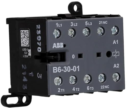 ABB B6-30-01 Kleinschütz 220-240V AC - 3 Schließer - Schraubklemme | Leistungsschütz bis 4 kW, 3 NO / 1 NC Kontakte, kompaktes Schaltschütz zur Hutschienenmontage, GJL1211001R8010