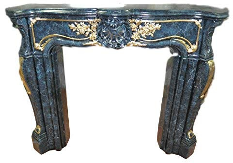 Kaminumrandung Kaminverkleidung Rokoko marmoriert Blueperl mit Gold Breite140cm Kamin Farbe: Cararablueperl mit Gold