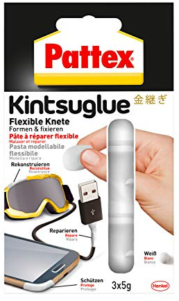 Henkel Henkel Pattex Kintsuglue Flexible Knete weiß, starke und leicht formbare Klebepaste zum Reparieren, Rekonstrukieren, Schützen & Verbessern von fast allen Gegenständen, 3 x 5g