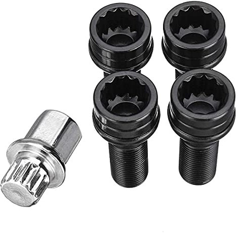 Viviance M14 X 1,25 Bulloni di Bloccaggio Ruota Lug Dado Nero + Chiave Compatibile con BMW Mini R54 R55 R56 R57 R58 R59 R60 F55 F56 F57 Compatibile con BMW 1 2 3 4 5 6 7 Series X1 3 5 6