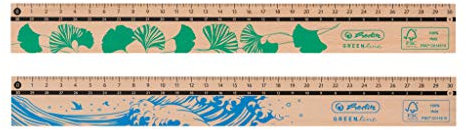 Herlitz 50033621 Lineal, 30 cm, aus 100 Prozent FSC-Holz, 1 Stück Motiv: GREENline