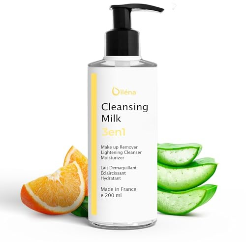 Leche Limpiadora Facial 3en1 | Acción Desmaquillante Waterproof | Contorno de Ojos y Antimanchas | Enriquecida con Vitamina E y Aloe Vera | Ideal para Pieles Sensibles 200 ml