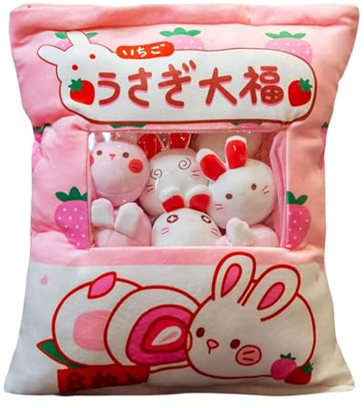 Zhongkaihua Snack Pack Coussin en Peluche Cute Mini Lapin Rose en Peluche rembourré Coussin Snack canapé