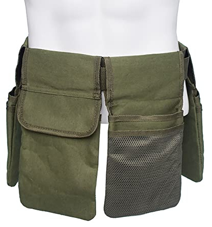 SEIWEI Garden Tool Waist Bag, 125cm/49.2inch Adjustable Belt Utility Tool Pouch, 4-Pockets Storage Organizer Gardening Supplies, Waterproof and Wear-Resistant, Green