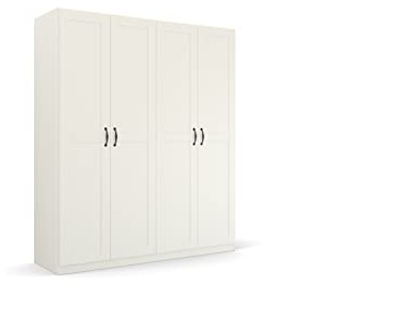 Rauch Möbel Quadra-Spin Cottage, Kleiderschrank, Farbe Weiß, Breite 181 cm | Schrank im Landhausstil, 4-türig, für Schlafzimmer, Kinderzimmer, Wohnzimmer, Garderobe, Flur