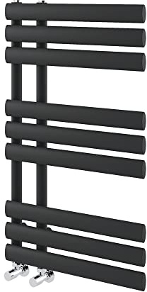 Go Bathrooms Black Towel Radiator 820 x 500 Heated Towel Rail Vertical Designer Bathroom Radiator Heated Ladder Rail Central Heating